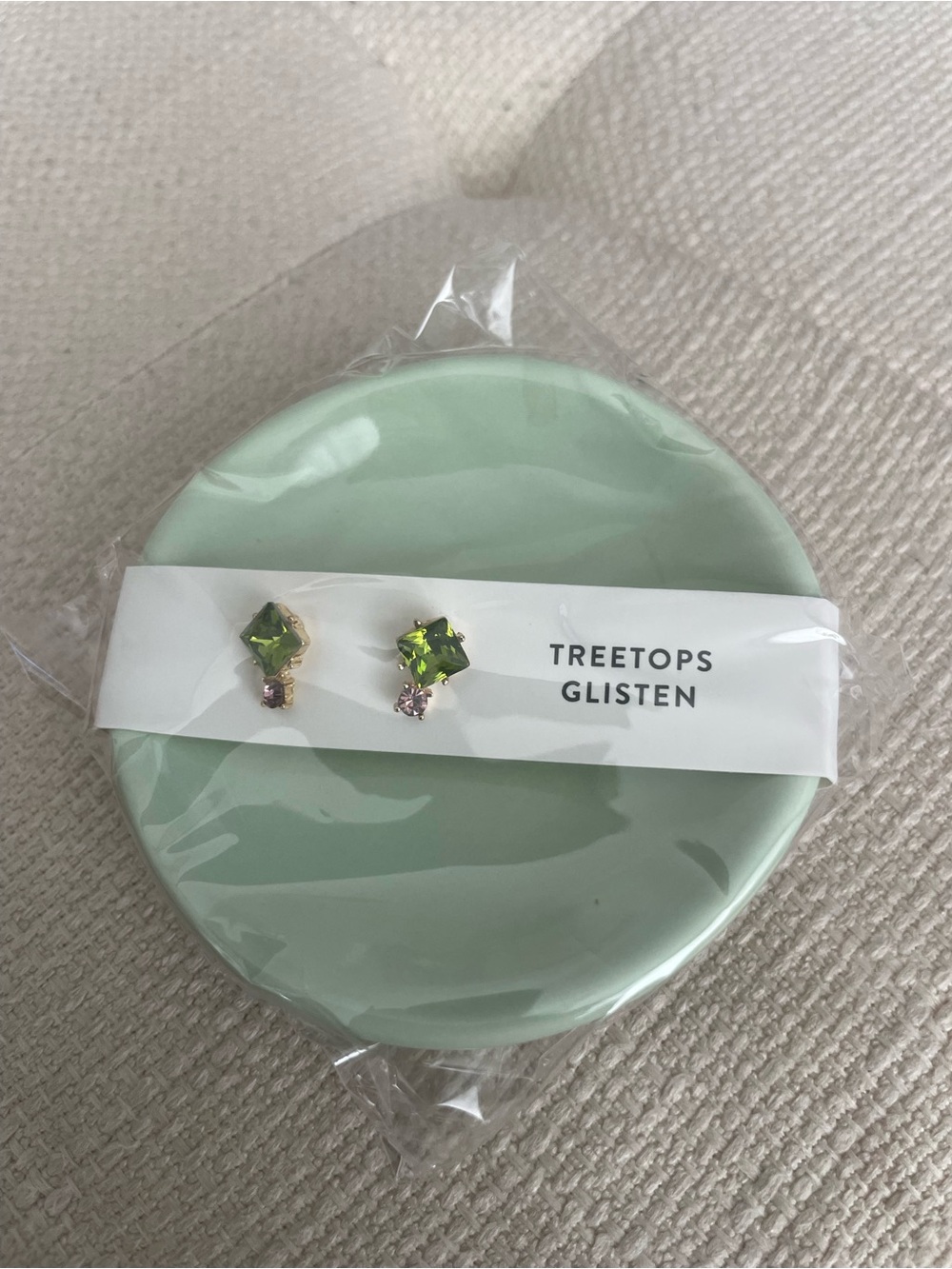 Treetops Glisten Green Crystal Stud Earrings